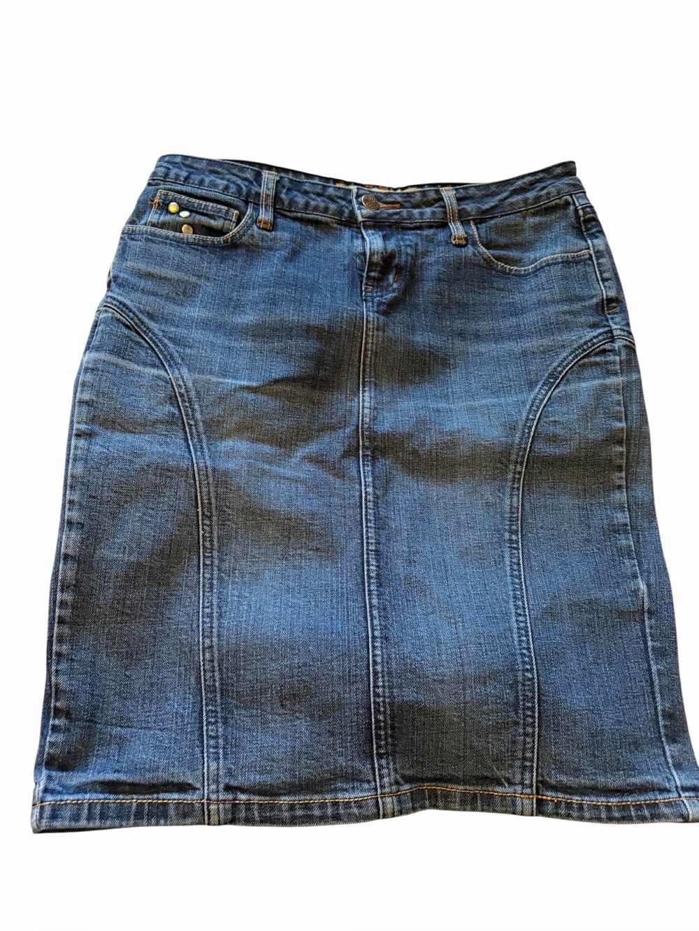 HINT Dark Wash Denim Skirt - Classic A-Line-Size 7 -98% Cotton/ 2% Spandex